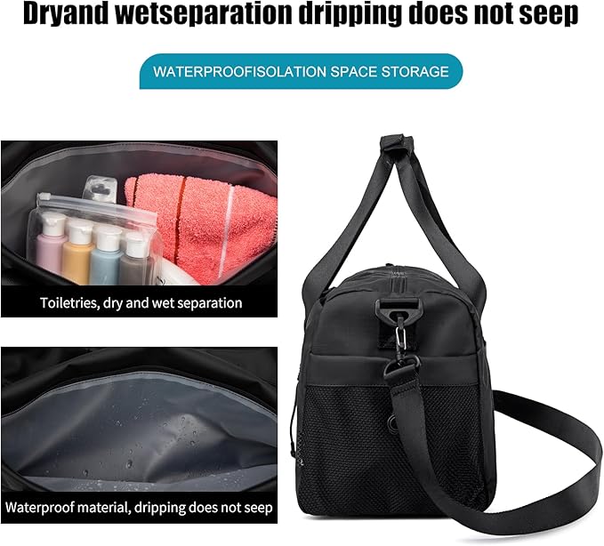 Small Gym Bag Duffel Bag for Men Women with Shoe Compartment Ideal for Sports,Travel,and Overnight