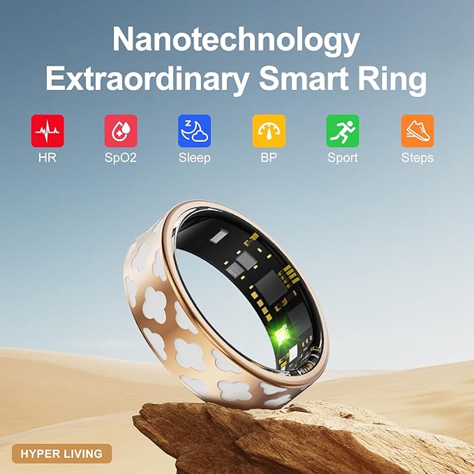 Smart Ring Health Tracker, Sleep Tracker Ring with Heart Rate, Waterproof Fitness Ring for Activity