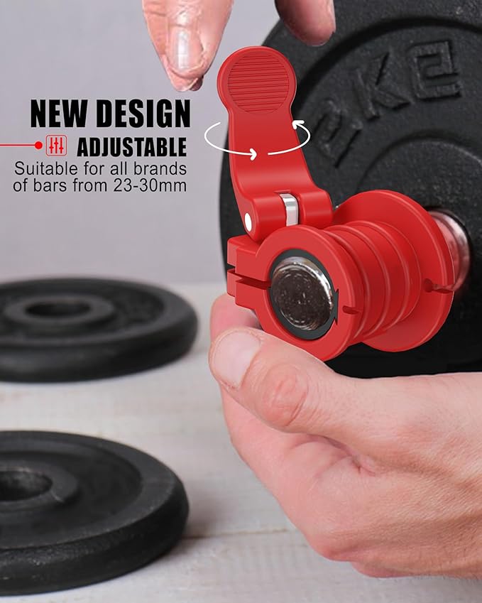 Barbell Clips 1 Inch Quick Release Weight Clamps 0.9-1.18inch Multi-Size Adjustable Olympic Clamps