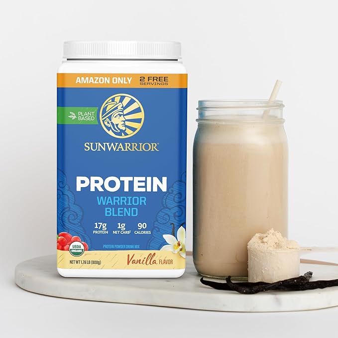 Organic Plant Based Protein Powder | Vegan Organic Protein Powder Vanilla Flavored with BCAA Amino