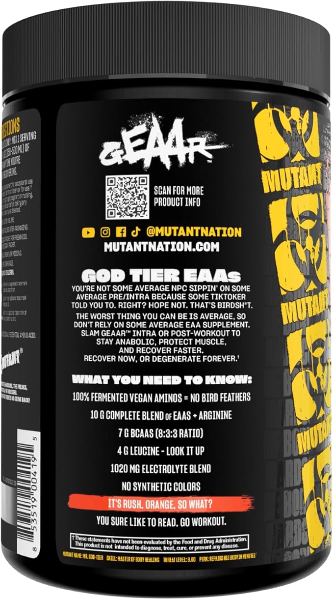 Mutant GEAAR - 9.4g of EAA Powder + Arginine, 7g BCAAs, 4g Leucine, Electrolytes, Coconut Water, 30