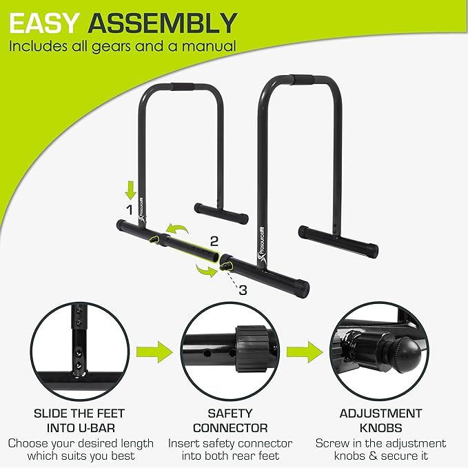 ProsourceFit Power Dip Station Adjustable Height Upper Body Equipment for Home Gym