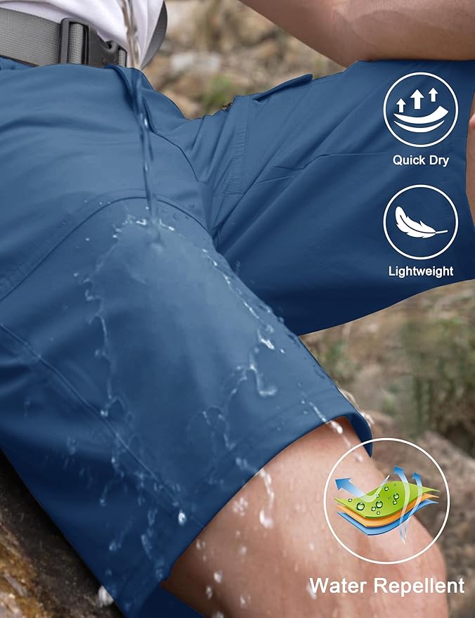 CRYSULLY Men's Hiking Cargo Shorts Outdoor Summer Lightweight Quick Dry Work Casual Shorts with 5