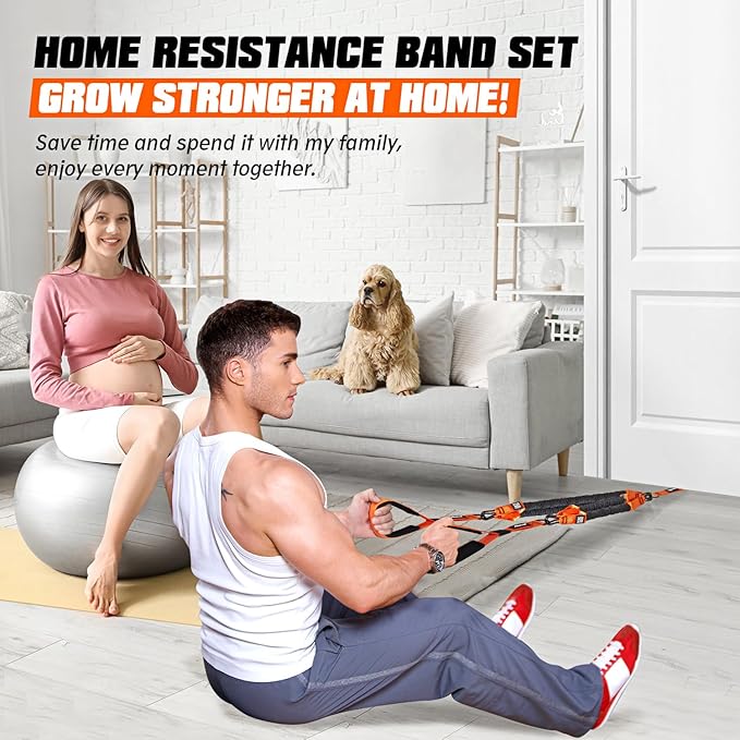 Resistance Bands, Exercise Bands with Handles, Door Anchor, Heavy-Duty Tricep Workout Equipment for