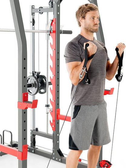 Marcy Smith Machine Home Gym System SM-4903, All-in-One Strength Training Cage with Weight Bench