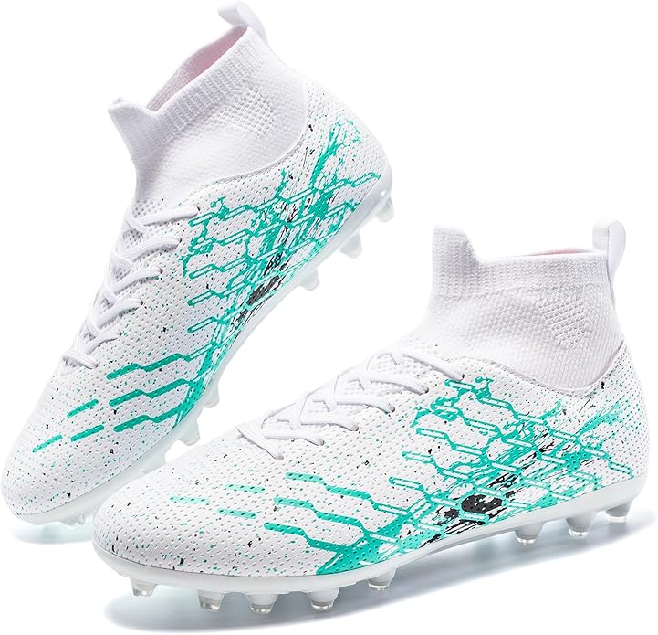 Unisex Soccer Cleats Lightweight No-Tie Lacing System Multi-Surface Football Shoes with Ankle
