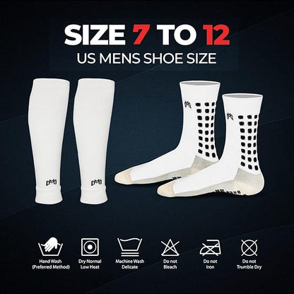 Soccer Grip Socks, Shin Guards, Pre Cut Sock Sleeves, and Guard Straps Bundle Pack - Essential