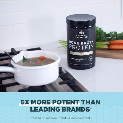 Ancient Nutrition Grass Fed & Cage Free Bone Broth Protein Powder, 20g Protein Per Serving