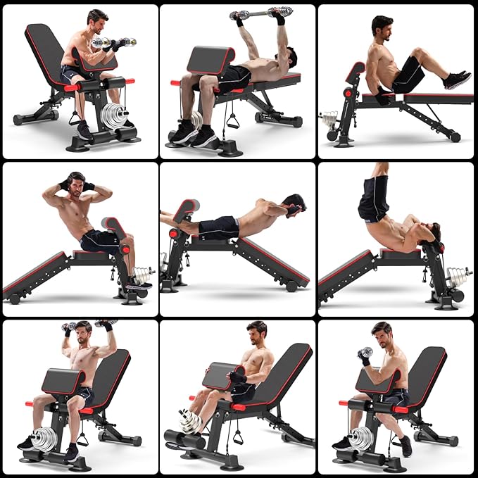 Adjustable Weight Bench,Utility Workout Bench Foldable Incline Decline Benches for Home Gym Full