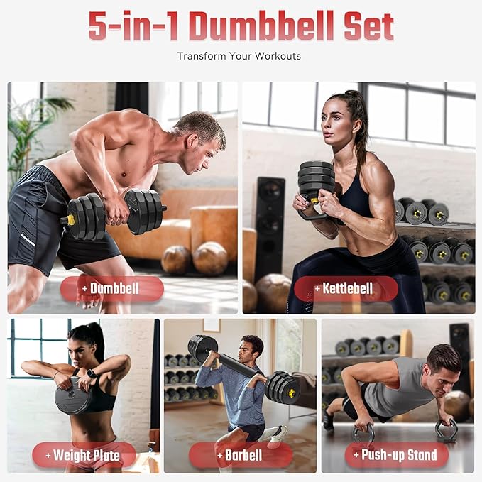 FEIERDUN Adjustable Dumbbells, 40/48/68/88lbs Free Weight Set with 4 Modes, Used as Barbell