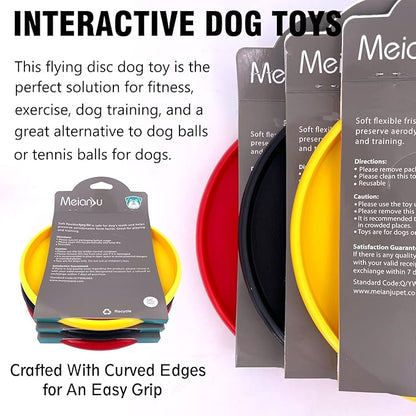 Dog Flying Disc, 3 Pcs Competition Dog Flyer Toy, Soft Indestructible Rubber Lightweight Flying
