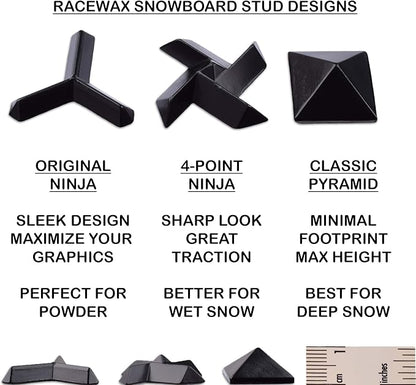 RaceWax Full Set of Nine Metal Pyramid Studs Stomp Pad 9 Black - (PC-2990)