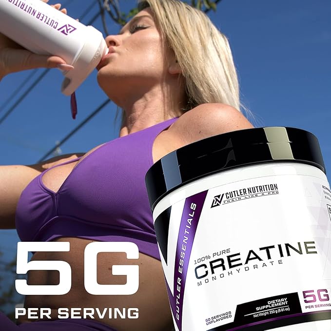 Cutler Nutrition Pure Creatine Monohydrate - 5g Per Serving 50 Servings - Premium Muscle Builder
