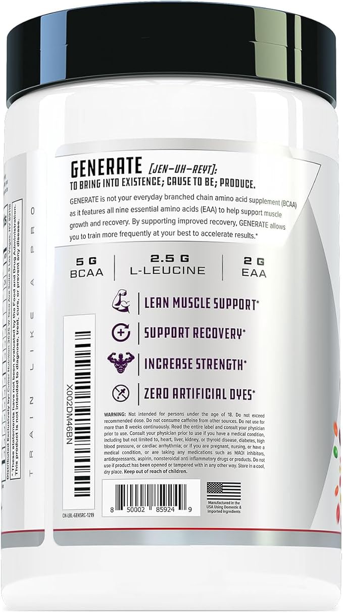 Cutler Nutrition Generate EAA and BCAA Powder: Best Branched Chain Amino Acids Supplement with