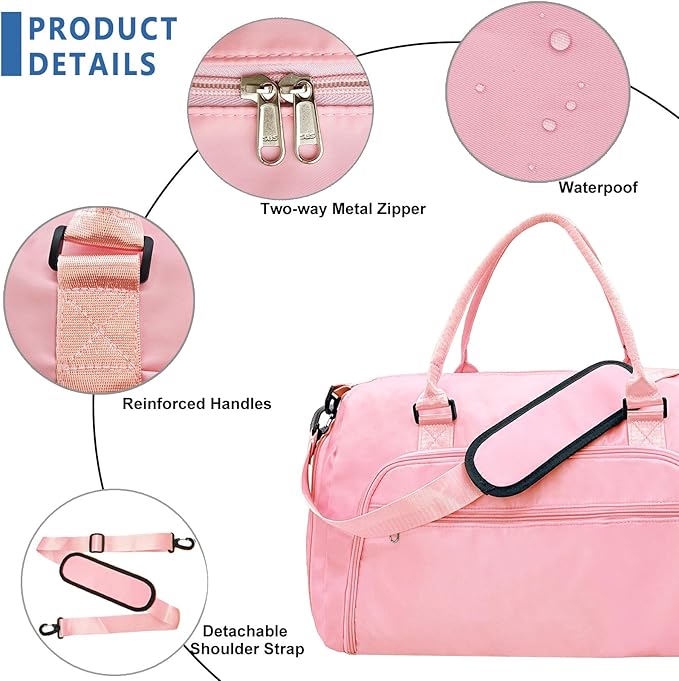 woogwin Gym Bag for Men & Women with Shoes & Wet Compartment Waterproof Duffle Bag for Travel