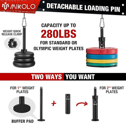 Mikolo Fitness LAT and Lift Pulley System, Dual Cable Machine(70'' and 90'') with Upgraded Loading