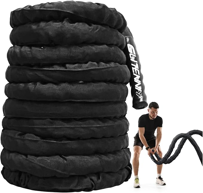Battle Ropes Black Workout Rope 1 inch Battle Ropes for Home Gym 30ft Exercise Ropes for Working