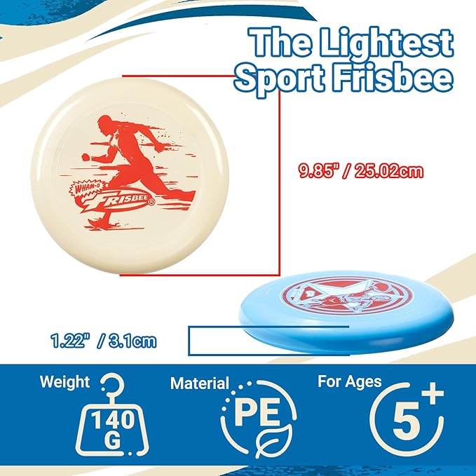 Wham-O Frisbee All Sport Flying Disc 140g, 9.85 Inch, Durable Sports Disc with Non-Slip Grip for