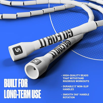 Sportbit Elite Beaded Jump Rope - Adjustable Speed Rope for Fitness, CrossFit, Boxing