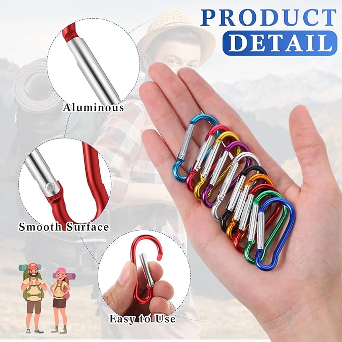 300 Pcs 2" Carabiner Bulk Spring Snap Hooks Bulk Aluminum Alloy Clip Keychain for Hanging Camping
