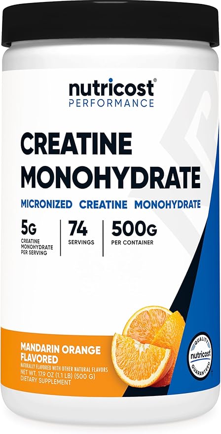 Nutricost Creatine Monohydrate Powder (Mandarin Orange, 500 Gram) - Micronized Creatine Supplement