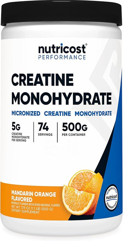 Nutricost Creatine Monohydrate Powder (Mandarin Orange, 500 Gram) - Micronized Creatine Supplement
