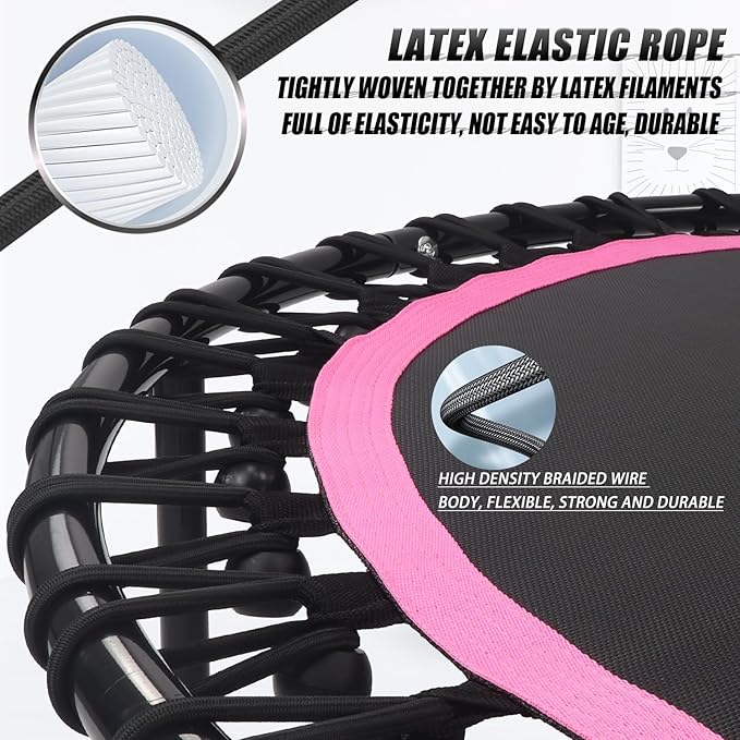 Newan 40"-48" Silent Mini Trampoline Fitness Trampoline Bungee Rebounder Jumping Cardio Trainer