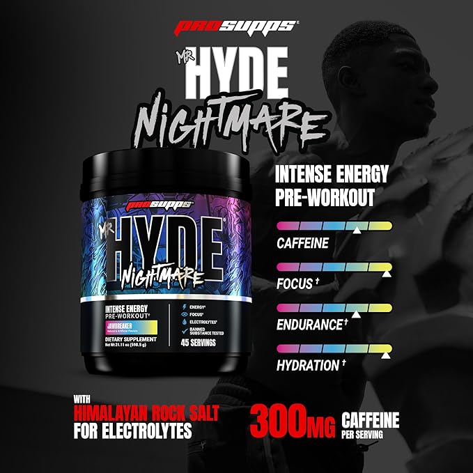 PROSUPPS Mr. Hyde Nightmare Pre Workout Powder with Caffeine & Beta Alanine - Preworkout for