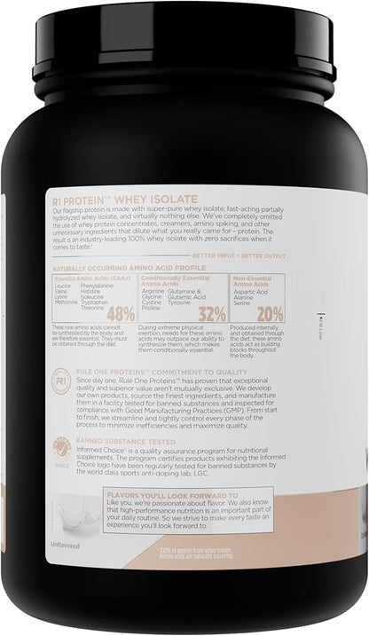 Rule 1 Naturally Flavored R1 Protein Whey Isolate - Clean Formula with 25g Protein & 6g BCAA