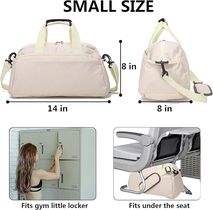 14 inch Small Gym Bag for Women & Men, Mini Duffel Bag for Travel Sports Lightweight Carry On Bag