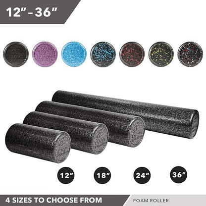 High-Density Round Foam Rollers - 4 Size and 8 Color Options - Massage Rollers for Stretching, Deep