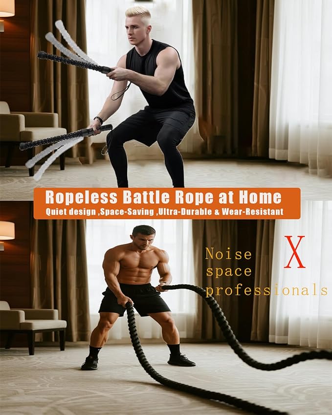 Basan Ropeless Battle Rope for Home Gym,Heave Duty Home Gym cordless Battle Rope for Advanced