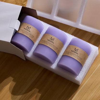 MOZEAL 3" x 6" Hand-Poured Unscented Candle,Dripless Pillar Candle Set of 3, Long Lasting