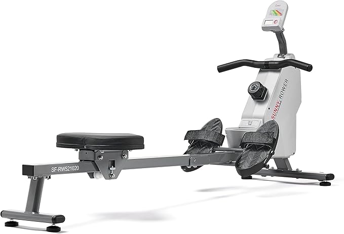 Sunny Health & Fitness Magnetic Rowing Machine for Home Exercise, Quiet & Smooth Rower with Compact