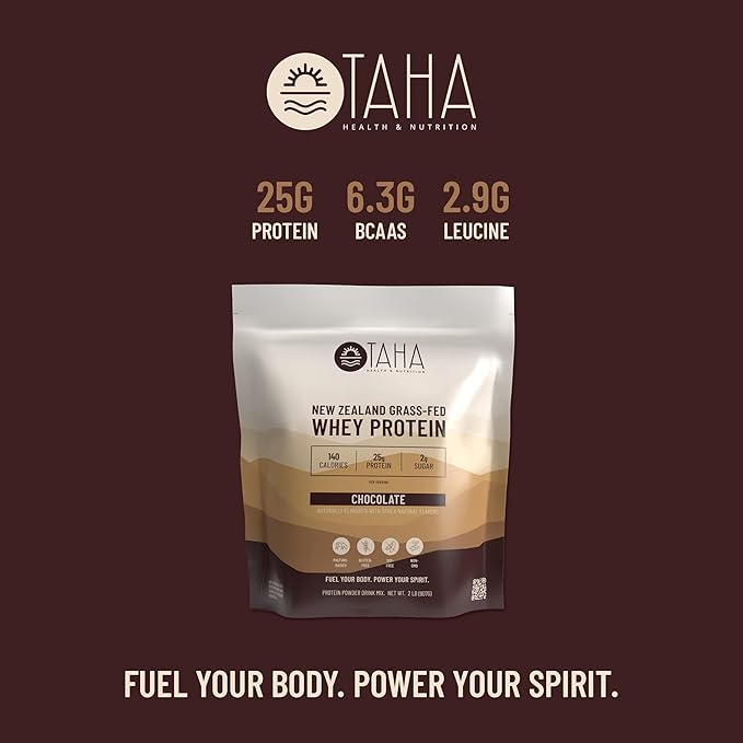 Taha Health & Nutrition Chocolate Flavored Whey Protein Concentrate Powder, 25g Protein, 140