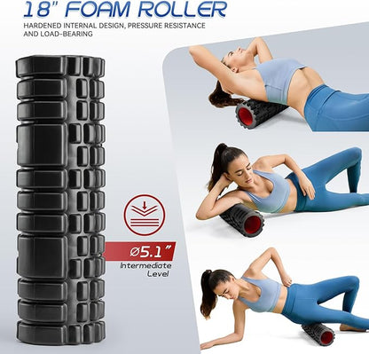 Foam Roller High Density Foam Roller Set for Deep Tissue Muscle Massage, 18" Trigger Point Fitness