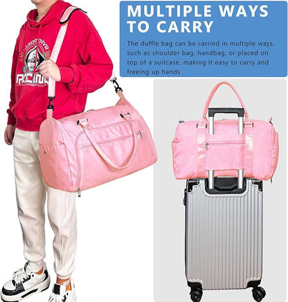 woogwin Gym Bag for Men & Women with Shoes & Wet Compartment Waterproof Duffle Bag for Travel