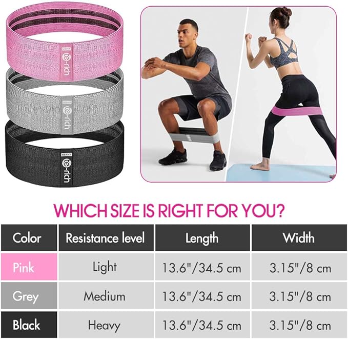 Resistance Bands, Fabric Workout Bands for Women & Men, Cloth Booty Resistance Loop Bands, Thick