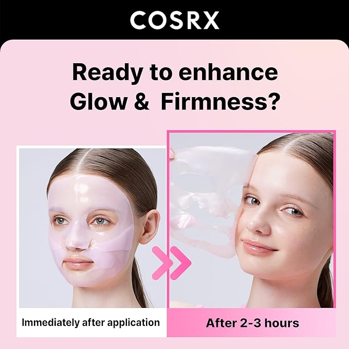 COSRX Pink Peptides Collagen Lifting Glow Hydrogel Face Masks Skincare 3 EA, Collagen Face Mask