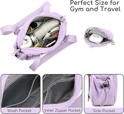 CAMTOP Mini Gym Bag for Women, Small Gym Tote Bag Puffy Quilted Sports Duffel Bag with Wet