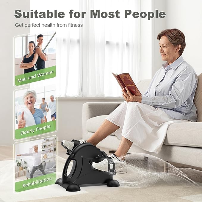 FEIERDUN Mini Exercise Bike, Under Desk Bike Pedal Exerciser for Arm/Leg Exercise, Adjustable