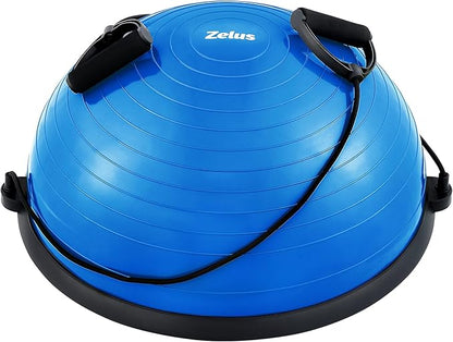 ZELUS Balance Ball Trainer with Resistance Bands and Foot Pump, Inflatable Yoga Ball for Home Gym