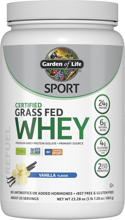 Garden Of Life, Protein Powder Sport Whey Grass Fed Vanilla, 23 Ounce
