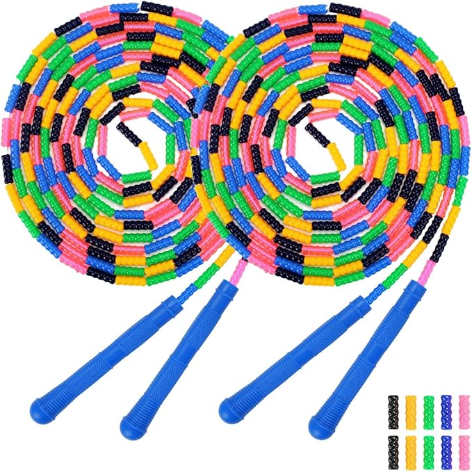Dutch Jump Rope 16 FT 1 Pack/2 Pack, Long Soft Beaded Jump Rope, Adjustable Segmented Skipping Rope