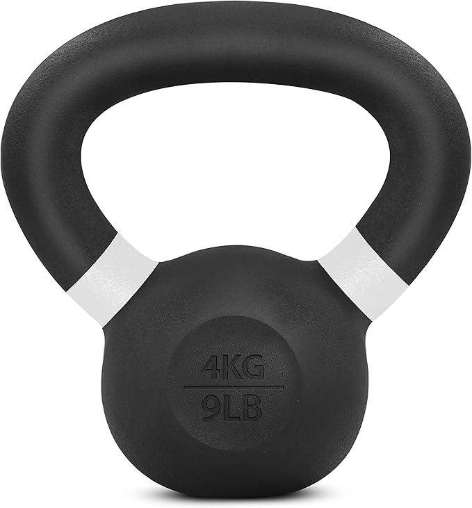 Yes4All Kettlebell, Heavy Duty Powder Coated Cast Iron Kettlebells, Non-Slip Handle & Flat Bottom