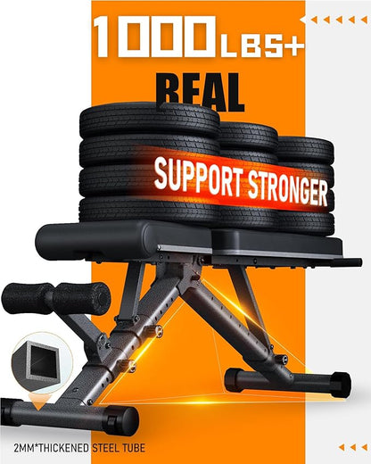 BARWING Adjustable Weight Bench Workout Bench, 1000 LB Heavy Duty Incline Decline Bench for Home
