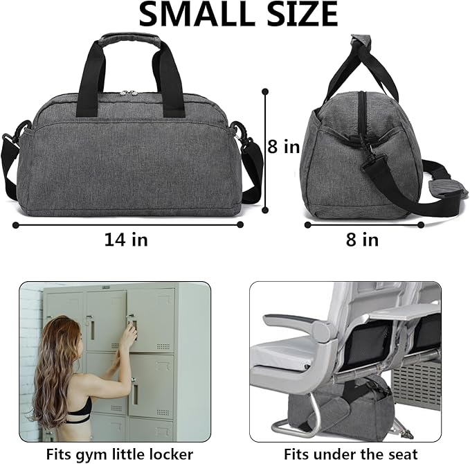 14 inch Small Gym Bag for Women & Men, Mini Duffel Bag for Travel Sports Lightweight Carry On Bag