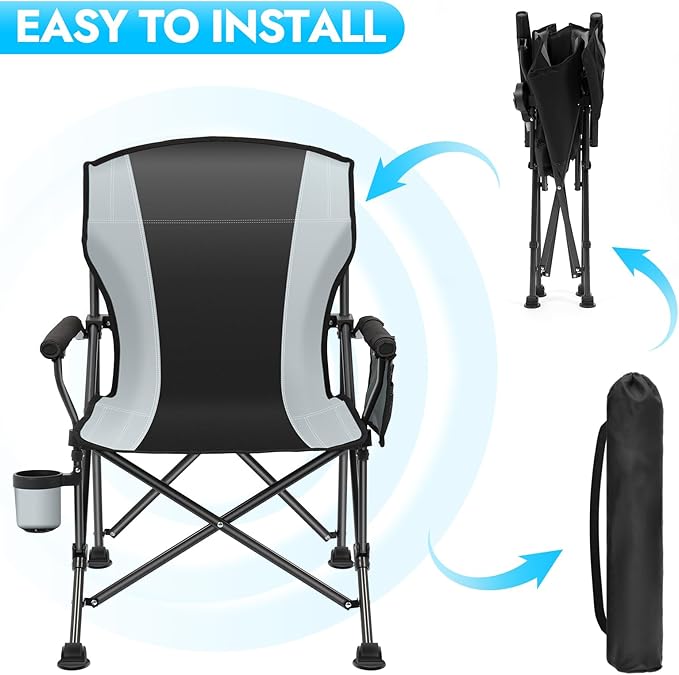 2 Pack Oversized Folding Camping Chair for Adults, Supports 450 LBS Camping Chairs, Heavy Duty