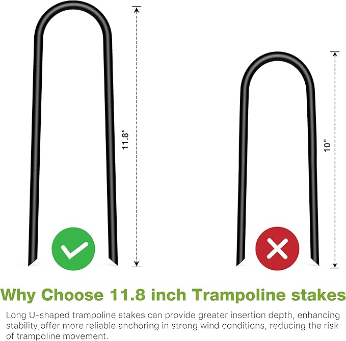 Heavy Duty Trampoline Stakes Anchors High Wind U Type Sharped Ends Safety Ground Anchors Galvanized
