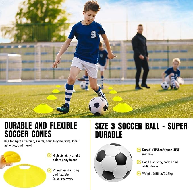 Soccer Goal, Kids Soccer Goals for Backyard Set, 2 Pack of Portable Pop Up Soccer Net with Soccer